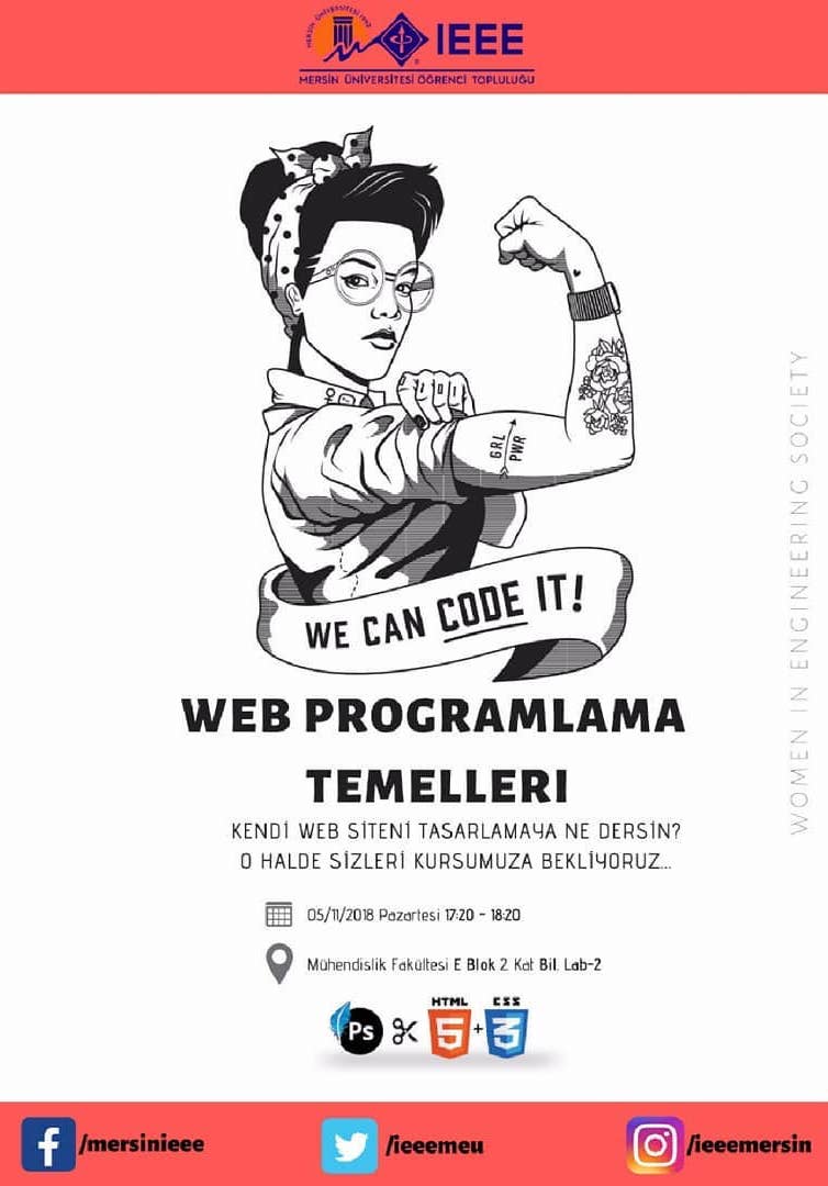 Mersin Üniversitesi IEEE Topluluğu - Web Programlama Temelleri Eğitimi - Afiş